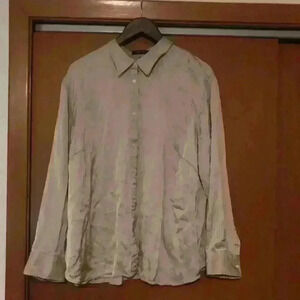 Lauren Ralph Lauren Womens Beige 100% Viscose Button Front L/S Shirt‎ Size 3XL
